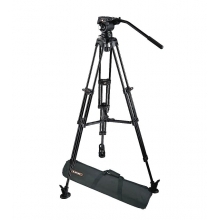 alumínium kameraállvány szett 4,5 kg kamera súlyig hordtáskával, fekete, ø75mm szintezőgömbbel
